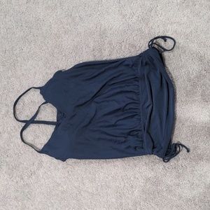 Athleta convertible tankini top 36 B/C Navy Blue with ruched sides